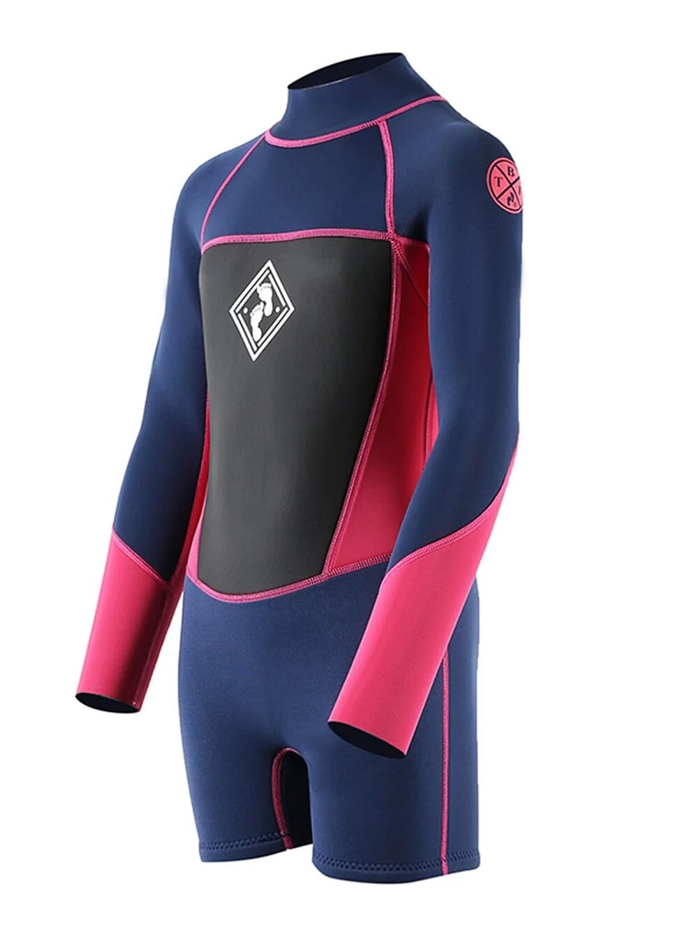 Two Bare Feet Squadron 3/2mm Short Leg Spring Junior Wetsuit (Blue/Fuchsia) 4 Two Bare Feet Squadron 3/2mm Short Leg Spring Junior Wetsuit (Blue/Fuchsia) - Image 2