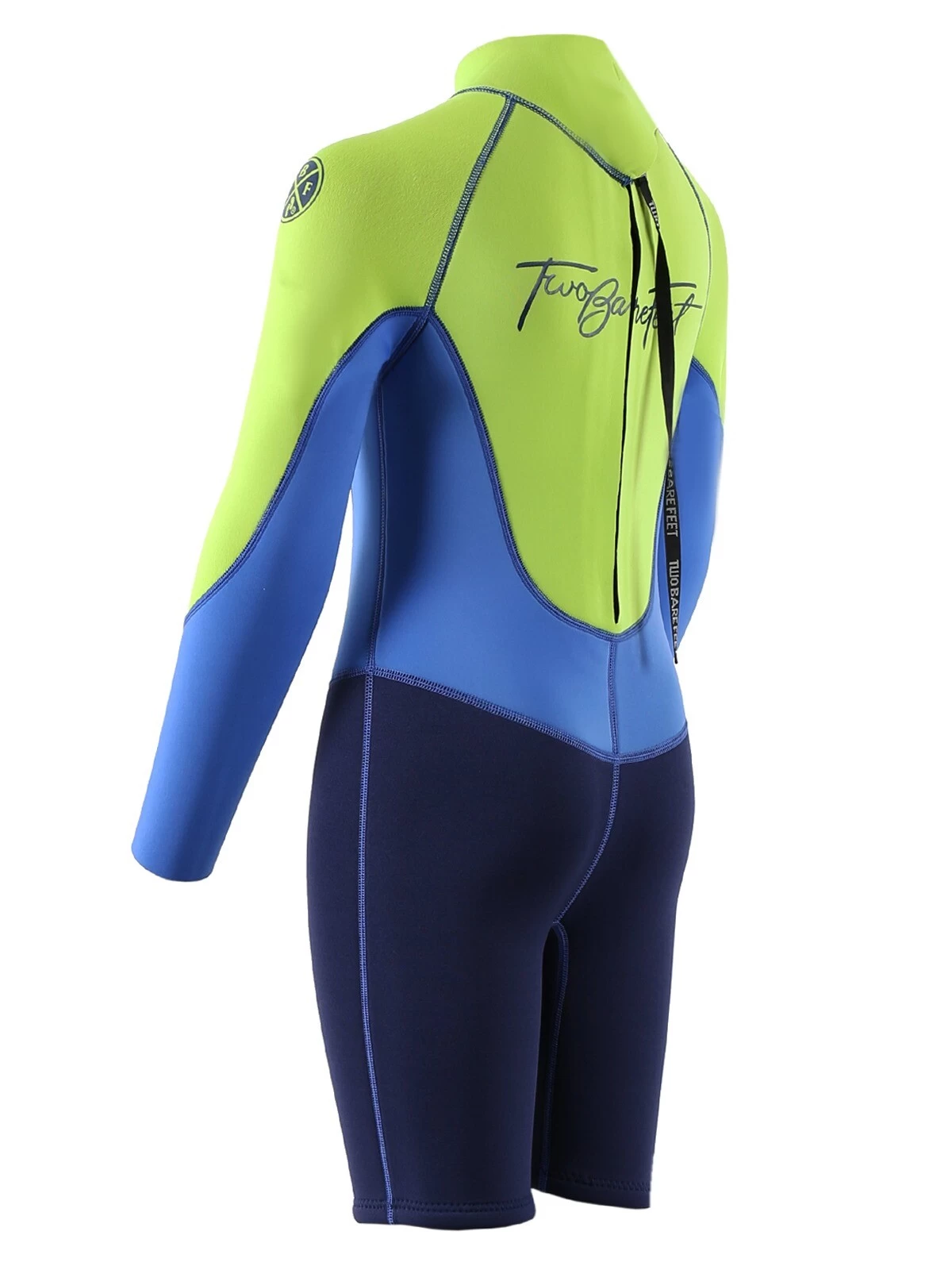 Two Bare Feet Squadron 3/2mm Short Leg Spring Junior Wetsuit (Lime/Blue/Blue) 6 Two Bare Feet Squadron 3/2mm Short Leg Spring Junior Wetsuit (Lime/Blue/Blue) - Image 4