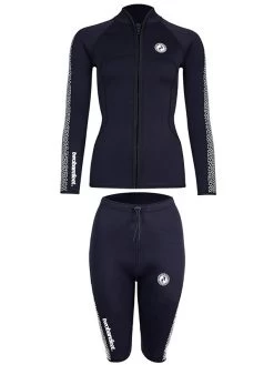 Two Bare Feet Womens Silicone Print Series 2.5mm Wetsuit Jacket & Shorts Set (Black/White) -Surfline Shop 2 37