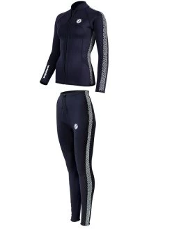 Two Bare Feet Womens Silicone Print Series 2.5mm Wetsuit Jacket & Pants Set (Black/White) -Surfline Shop 3 29