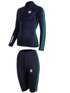 Two Bare Feet Womens Silicone Print Series 2.5mm Wetsuit Jacket & Shorts Set (Black/Mint) 12 Two Bare Feet Womens Silicone Print Series 2.5mm Wetsuit Jacket & Shorts Set (Black/Mint) -Surfline Shop 3 30