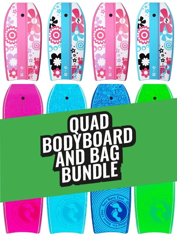 Two Bare Feet Flowers Quad Bodyboard And Bag Bundle (Choice Of 33", 37", 41") 3 Two Bare Feet Flowers Quad Bodyboard And Bag Bundle (Choice Of 33", 37", 41")
