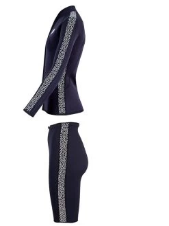 Two Bare Feet Womens Silicone Print Series 2.5mm Wetsuit Jacket & Shorts Set (Black/White) -Surfline Shop 4 33