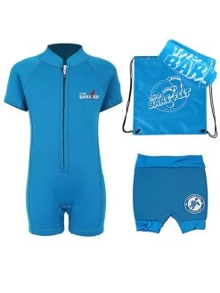 Premier Baby Swim Kit - Classic Wetsuit + Nappy Shorts + Towel + Bag (Aqua)