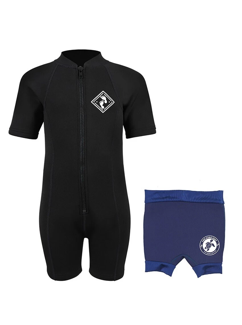 Essentials Baby Swim Kit - Aquatica Wetsuit + Nappy Shorts (Black / Navy) 3 Essentials Baby Swim Kit - Aquatica Wetsuit + Nappy Shorts (Black / Navy)