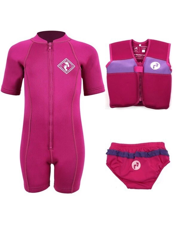 Essentials Baby Swim Kit - Aquatica Wetsuit + Swim Nappy + Swim Vest (Raspberry) 3 Essentials Baby Swim Kit - Aquatica Wetsuit + Swim Nappy + Swim Vest (Raspberry)