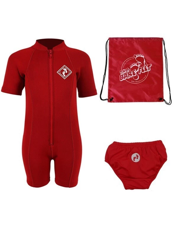Deluxe Baby Swim Kit - Aquatica Wetsuit + Swim Nappy + Bag (Red) 3 Deluxe Baby Swim Kit - Aquatica Wetsuit + Swim Nappy + Bag (Red)