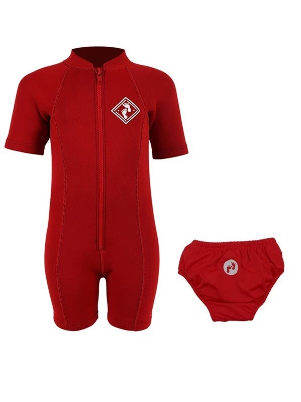 Essentials Baby Swim Kit - Aquatica Wetsuit + Swim Nappy (Red) 3 Essentials Baby Swim Kit - Aquatica Wetsuit + Swim Nappy (Red)