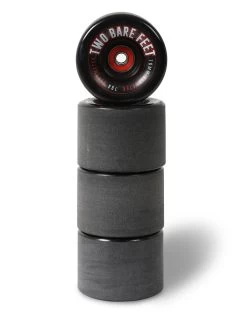 Sessions 78A Longboard Skateboard Wheels (70mm Black) With Two Bare Feet Pro Series 7 Bearings