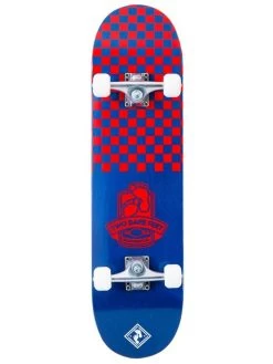 TBF Boarding Co Complete Double Kick Skateboard Checkmate (Blue / Red)