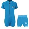 Essentials Baby Swim Kit - Classic Wetsuit + Nappy Shorts (Aqua) -Surfline Shop classic baby aqua and nappy shorts front