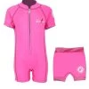 Essentials Baby Swim Kit - Classic Wetsuit + Nappy Shorts (Pink) 1 Essentials Baby Swim Kit - Classic Wetsuit + Nappy Shorts (Pink) -Surfline Shop classic baby pink and nappy shorts front