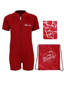 Essentials Baby Swim Kit - Classic Wetsuit + Towel + Bag (Red)