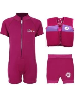 Essentials Baby Swim Kit - Classic Wetsuit + Nappy Shorts + Swim Vest (Raspberry)