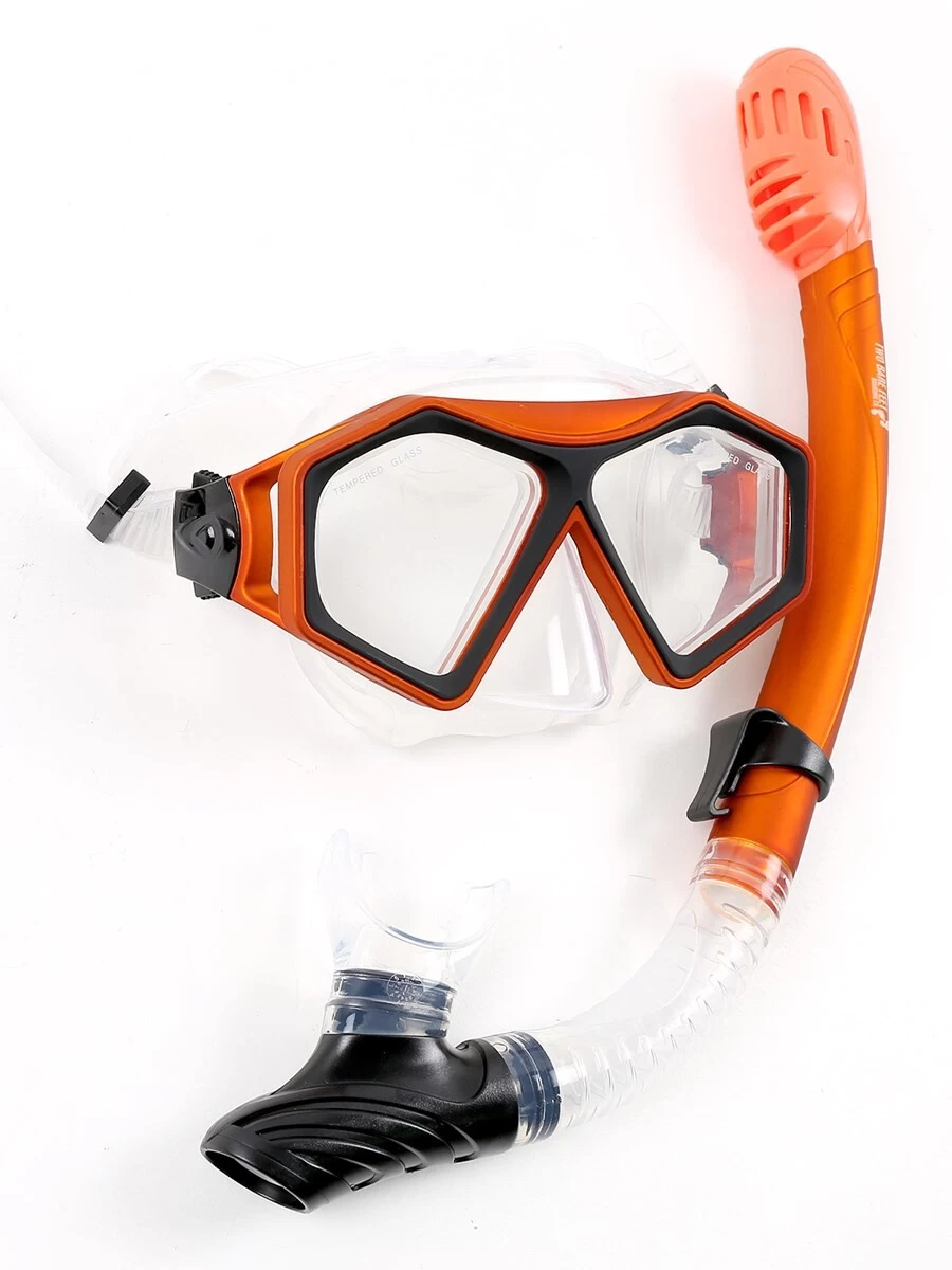DiveSport Silicone Mask & Dry Top Snorkel 2pc Set (Orange / Clear) 5 DiveSport Silicone Mask & Dry Top Snorkel 2pc Set (Orange / Clear) - Image 3