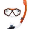 DiveSport Silicone Mask & Dry Top Snorkel 2pc Set (Orange / Clear)