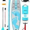 Two Bare Feet Entradia (Allround XL) 10'10" X 34" X 6" Inflatable SUP Deluxe Fibreglass Hybrid Pack (Aqua)