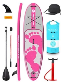 Two Bare Feet Entradia (Allround) 10'6" X 34" X 4.75" Inflatable SUP Deluxe Carbon Hybrid Pack (Pink)