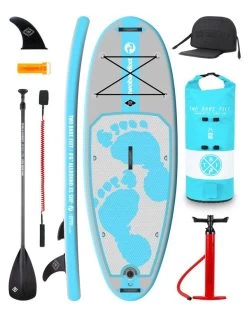 Two Bare Feet Entradia (Allround XS) 8'6" X 34" X 4.75" Inflatable Juniors SUP Deluxe Carbon Hybrid Pack (Aqua)
