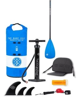 Two Bare Feet Sport Air (Allround XL) 10'10" X 33" X 6" Inflatable SUP Deluxe Fibreglass Hybrid Pack (Blue) -Surfline Shop fibreglass blue 1