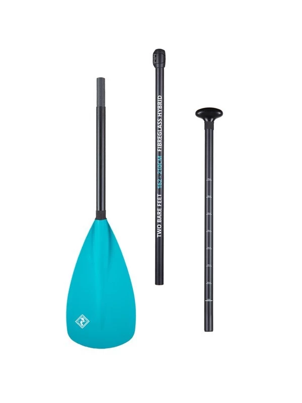 Two Bare Feet 3 Piece Fibreglass Hybrid SUP Paddle (Teal) 3 Two Bare Feet 3 Piece Fibreglass Hybrid SUP Paddle (Teal) - Image 2