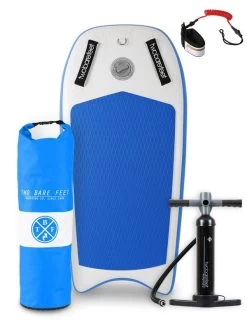 Two Bare Feet Boarding Co. 44" Inflatable Bodyboard - Starter Pack (Blue)