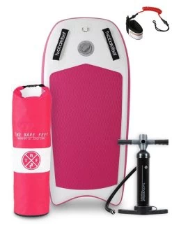 Two Bare Feet Boarding Co. 44" Inflatable Bodyboard - Starter Pack (Pink)