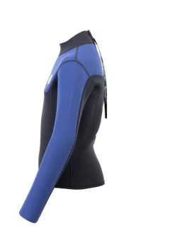 Two Bare Feet Junior Aspect 2.5mm Back Zip Jacket (Black/Blue) -Surfline Shop kids aspect back zip jacket black blue denim 3