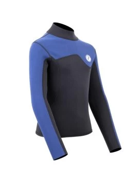 Two Bare Feet Junior Aspect 2.5mm Back Zip Jacket (Black/Blue) -Surfline Shop kids aspect back zip jacket black blue denim 8