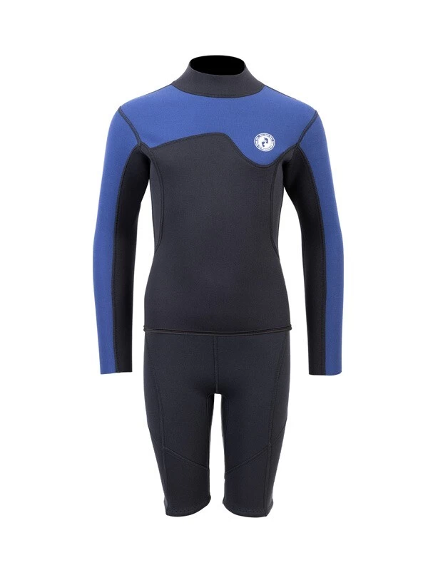 Two Bare Feet Junior Aspect 2.5mm Back Zip Jacket & Shorts Set (Black/Blue)