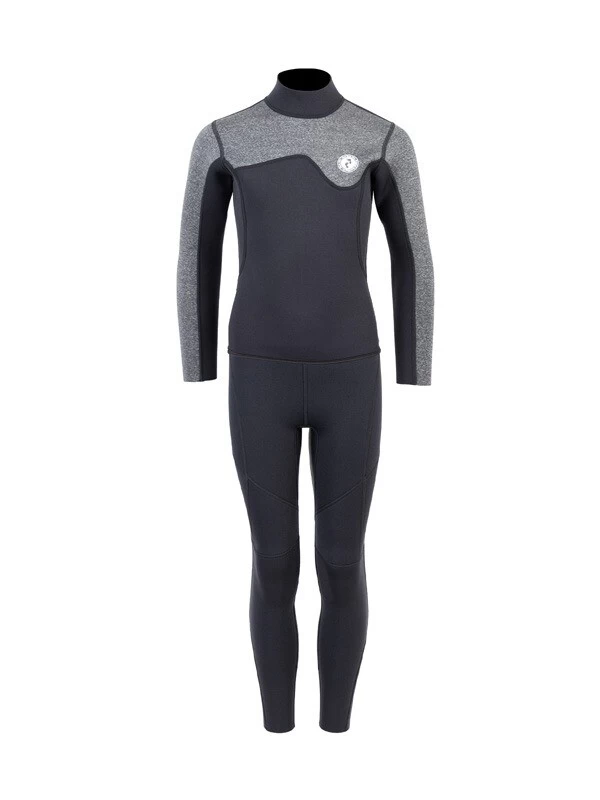 Two Bare Feet Junior Aspect 2.5mm Back Zip Jacket & Pants Set (Black/Grey)