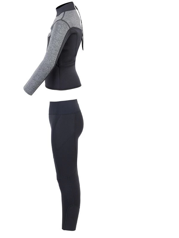 Two Bare Feet Junior Aspect 2.5mm Back Zip Jacket & Pants Set (Black/Grey) - Image 4