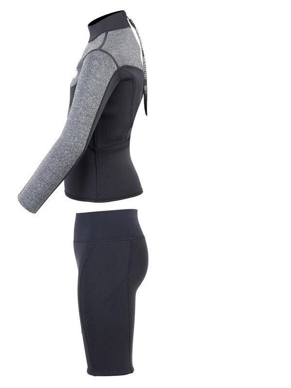 Two Bare Feet Junior Aspect 2.5mm Back Zip Jacket & Shorts Set (Black/Grey) 6 Two Bare Feet Junior Aspect 2.5mm Back Zip Jacket & Shorts Set (Black/Grey) - Image 4