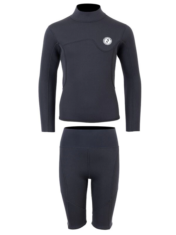 Two Bare Feet Junior Aspect 2.5mm Back Zip Jacket & Shorts Set (Black) 4 Two Bare Feet Junior Aspect 2.5mm Back Zip Jacket & Shorts Set (Black) - Image 2