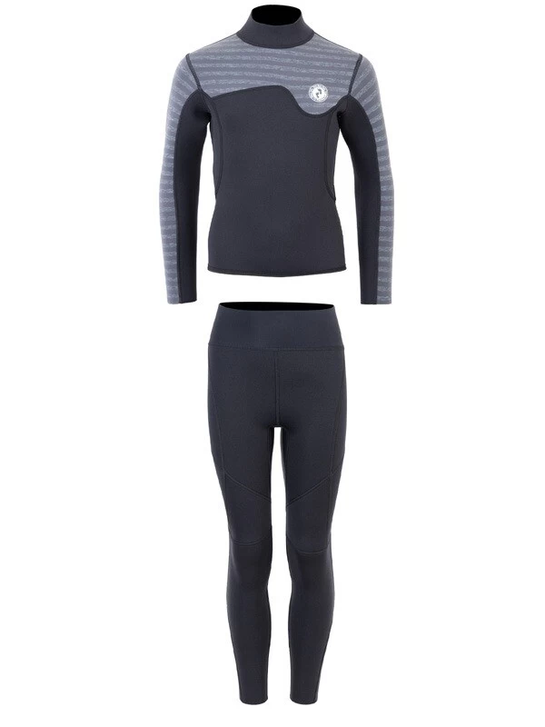 Two Bare Feet Junior Aspect 2.5mm Back Zip Jacket & Pants Set (Black/Grey Stripes) 4 Two Bare Feet Junior Aspect 2.5mm Back Zip Jacket & Pants Set (Black/Grey Stripes) - Image 2