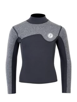 Two Bare Feet Junior Aspect Fleece Lined Zipless Thermal 2.5mm Superstretch Wetsuit Top (Black/Grey)