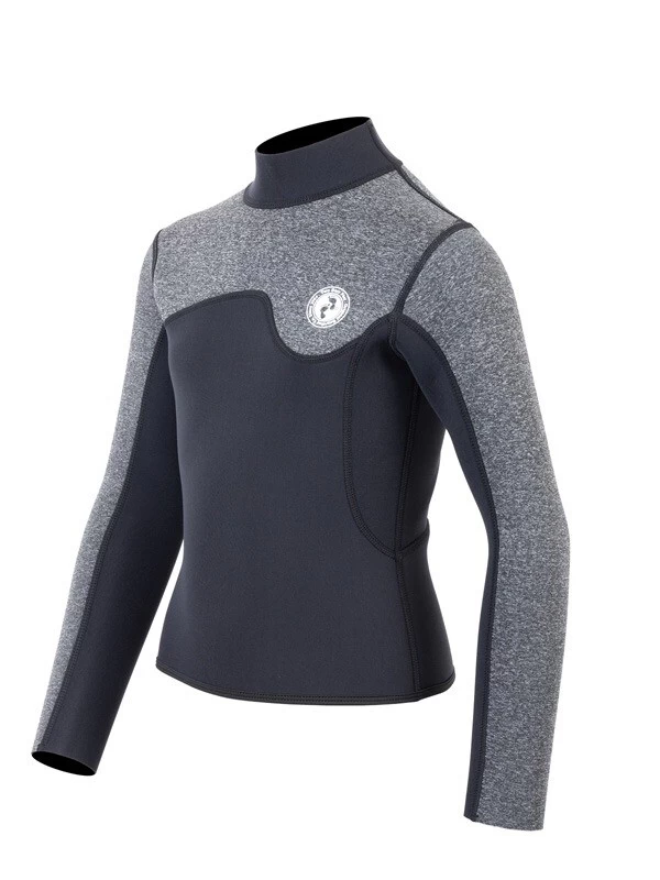 Two Bare Feet Junior Aspect Fleece Lined Zipless Thermal 2.5mm Superstretch Wetsuit Top (Black/Grey) 4 Two Bare Feet Junior Aspect Fleece Lined Zipless Thermal 2.5mm Superstretch Wetsuit Top (Black/Grey) - Image 2