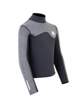 Two Bare Feet Junior Aspect Fleece Lined Zipless Thermal 2.5mm Superstretch Wetsuit Top (Black/Grey) 18 Two Bare Feet Junior Aspect Fleece Lined Zipless Thermal 2.5mm Superstretch Wetsuit Top (Black/Grey) -Surfline Shop kids aspect fleece lined thermal top black delta 8