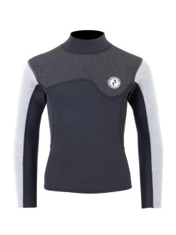 Two Bare Feet Junior Aspect Fleece Lined Zipless Thermal 2.5mm Superstretch Wetsuit Top (Black/Grey/Grey)