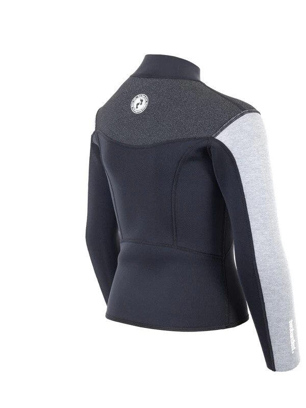 Two Bare Feet Junior Aspect Fleece Lined Zipless Thermal 2.5mm Superstretch Wetsuit Top (Black/Grey/Grey) 8 Two Bare Feet Junior Aspect Fleece Lined Zipless Thermal 2.5mm Superstretch Wetsuit Top (Black/Grey/Grey) - Image 6