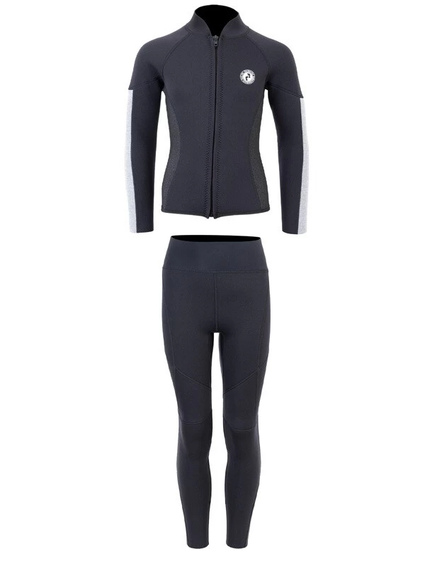 Two Bare Feet Junior Perspective Full Zip 2.5mm Wetsuit Jacket And Pants Set (Black/Grey/Grey) - Image 2