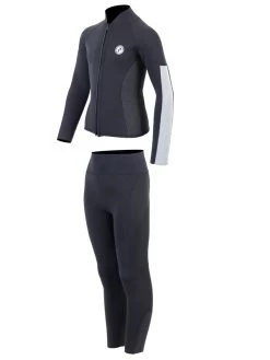 Two Bare Feet Junior Perspective Full Zip 2.5mm Wetsuit Jacket And Pants Set (Black/Grey/Grey) -Surfline Shop kids perspective full zip jacket black grey grey vista pants 3