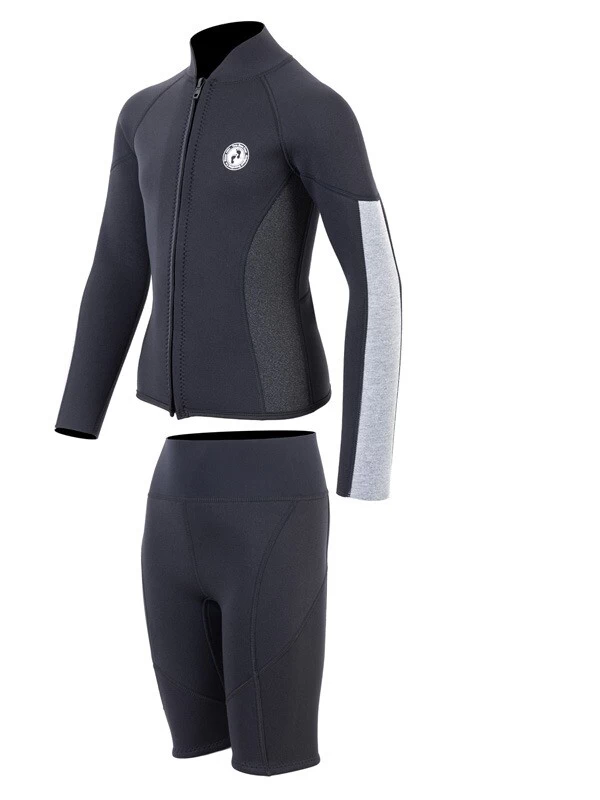 Two Bare Feet Junior Perspective Full Zip 2.5mm Wetsuit Jacket And Shorts Set (Black/Grey/Grey) 5 Two Bare Feet Junior Perspective Full Zip 2.5mm Wetsuit Jacket And Shorts Set (Black/Grey/Grey) - Image 3