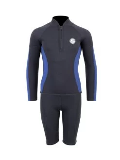 Two Bare Feet Junior Perspective Half Zip 2.5mm Wetsuit Jacket And Shorts Set (Black/Blue)