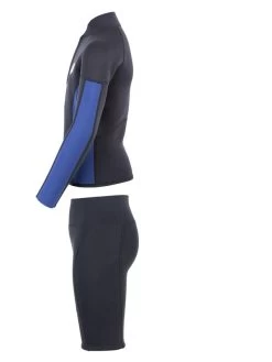 Two Bare Feet Junior Perspective Half Zip 2.5mm Wetsuit Jacket And Shorts Set (Black/Blue) 13 Two Bare Feet Junior Perspective Half Zip 2.5mm Wetsuit Jacket And Shorts Set (Black/Blue) -Surfline Shop kids perspective half zip jacket black blue denim vista shorts 4