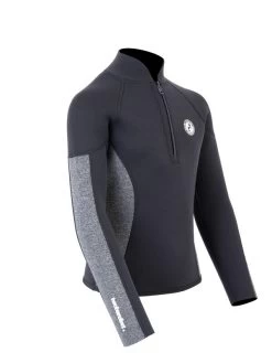 Two Bare Feet Junior Perspective Half Zip 2.5mm Wetsuit Jacket (Black/Grey) -Surfline Shop kids perspective half zip jacket black delta 8