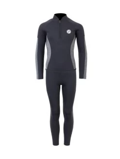 Two Bare Feet Junior Perspective Half Zip 2.5mm Wetsuit Jacket And Pants Set (Black/Grey)