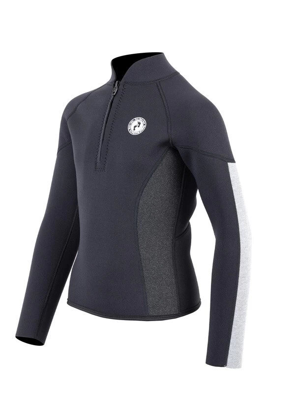 Two Bare Feet Junior Perspective Half Zip 2.5mm Wetsuit Jacket (Black/Grey/Grey) 4 Two Bare Feet Junior Perspective Half Zip 2.5mm Wetsuit Jacket (Black/Grey/Grey) - Image 2
