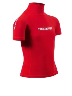 Two Bare Feet Junior "Logo" Short Sleeve Rash Vest (Red) -Surfline Shop kids short sleeve red 8