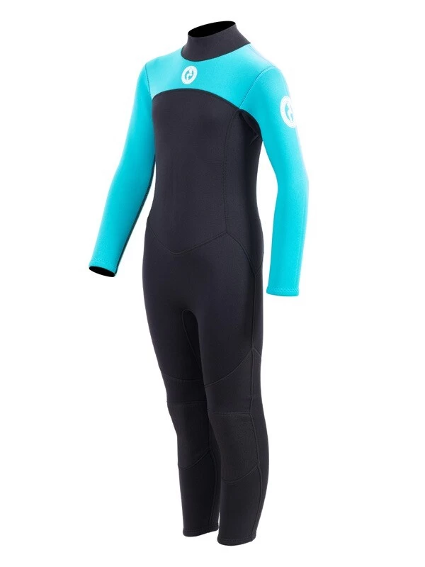 Two Bare Feet Thunderclap 2.5mm Junior Wetsuit (Aqua / Black) 4 Two Bare Feet Thunderclap 2.5mm Junior Wetsuit (Aqua / Black) - Image 2